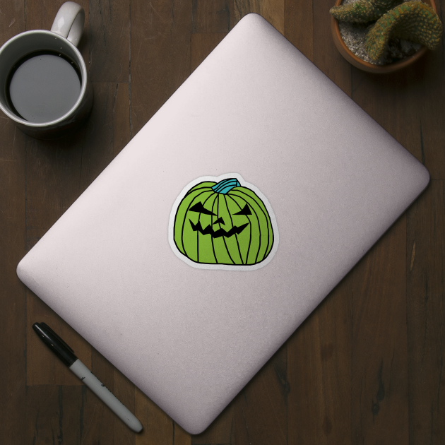 Big Green Halloween Horror Pumpkin by ellenhenryart